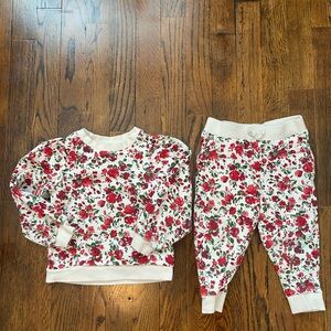 Janie and Jack 2T/3 Red Floral Sweatshirt and Sweatpants
